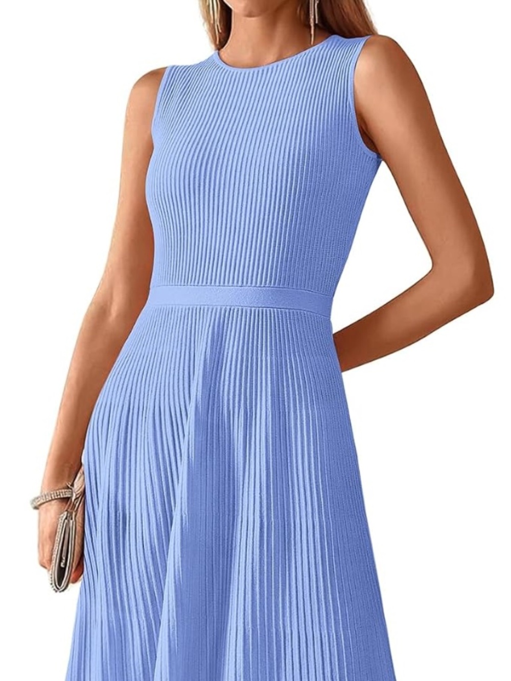 BTFBM Sky Blue Midi Bodycon Tank Dress Small NWOT - Picture 2 of 6